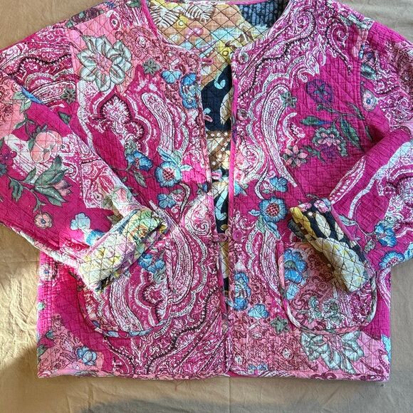 Quilted Kantha Reversible Jacket Woman’s Medium Snowdrop Crewneck - Picture 3 of 12